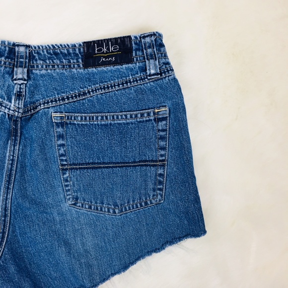 Vintage BKLE Buckle High Rise Waist Frayed Cutoff Denim Jean Shorts - Picture 3 of 4